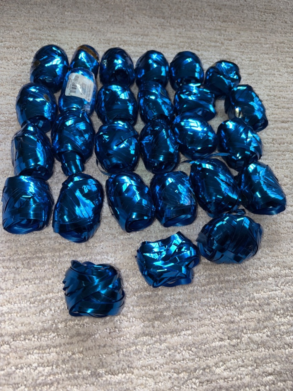 Metallic Blue Curling Ribbon Kegs - Lot of 27